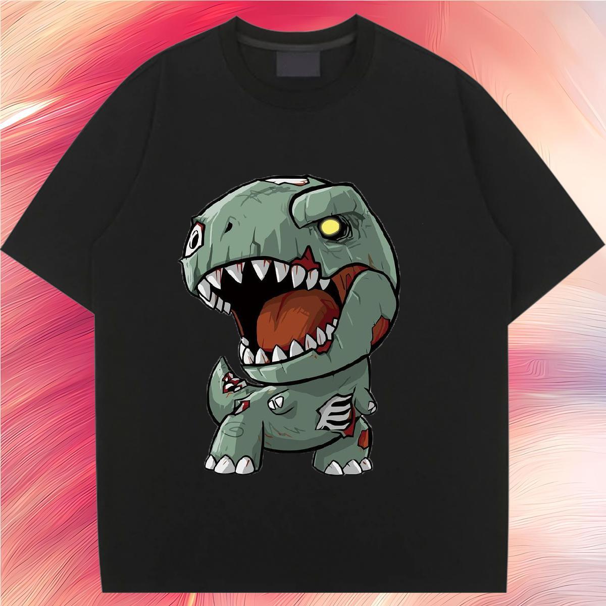 TOP Quality T Shirts Women Breathable Short Sleeve 230g 100% Cotton Woman Tshirt Cartoon Printing L-4XL dinosaur High Street Hip Hop Designer Top Shir