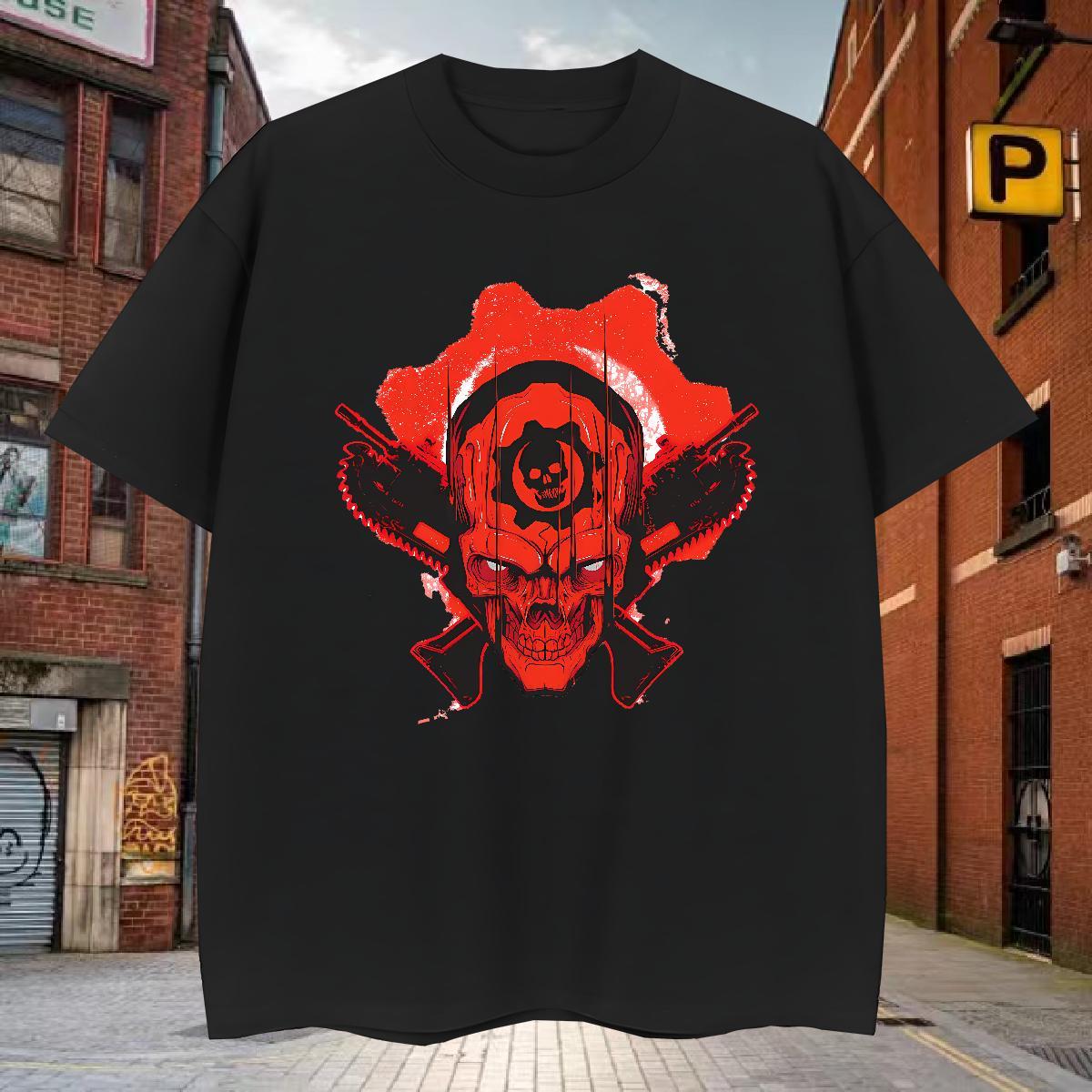 Fashion Casual Tshirts 230g Cotton Street wear Hip Hop skull Breathable Soft T Shirt For Man TOP Quality DIY Printed Tops
