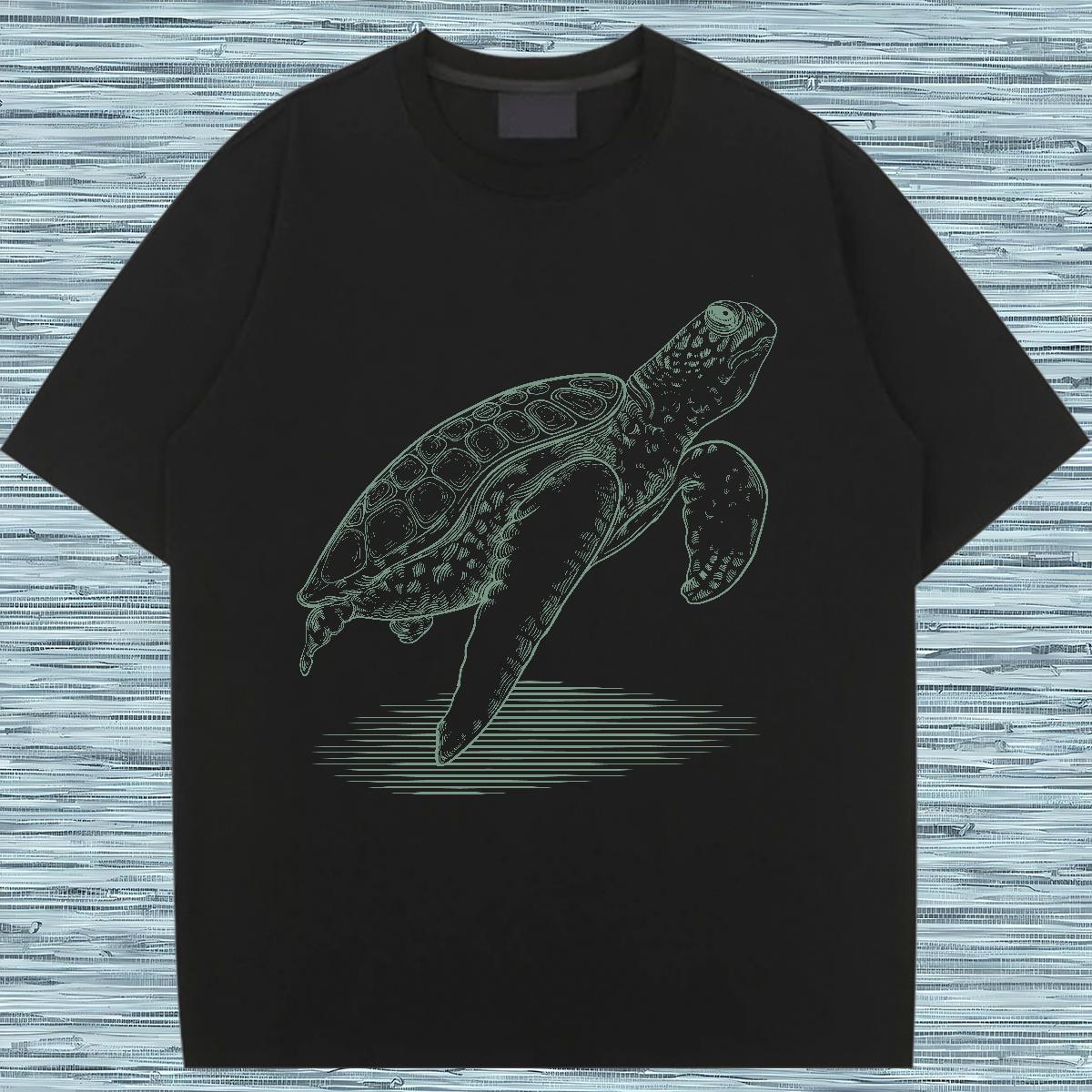 2024 T shirt Short Sleeve O-Neck 230g Cotton Women Tees Floral Print tortoise Street Wear Free Shipping Tee Shirt