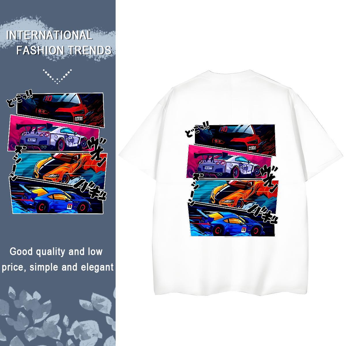 Fashion Casual Women T Shirts 230g 100% Cotton Breathable Soft High Street Hip Hop car Lady T shirt Free Shipping DIY Anime Top Shirts