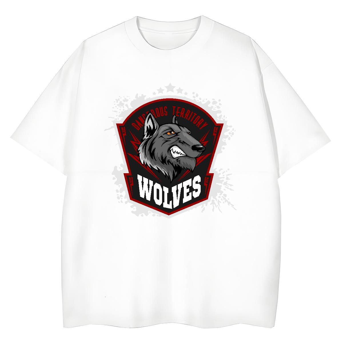 2024 Designer T shirt Short Sleeve O-Neck 230g 100% Cotton Women Tshirts Cartoon Floral Printing wolf Hip Hop Street Wholesale Top Shirts