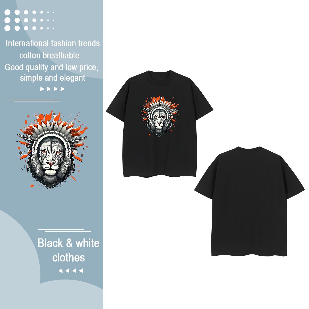 2024 Casual Woman T Shirts Crew Neck Breathable 230g Cotton Unisex Tshirts DIY Logo lion Outdoor Brand Tee Shirt