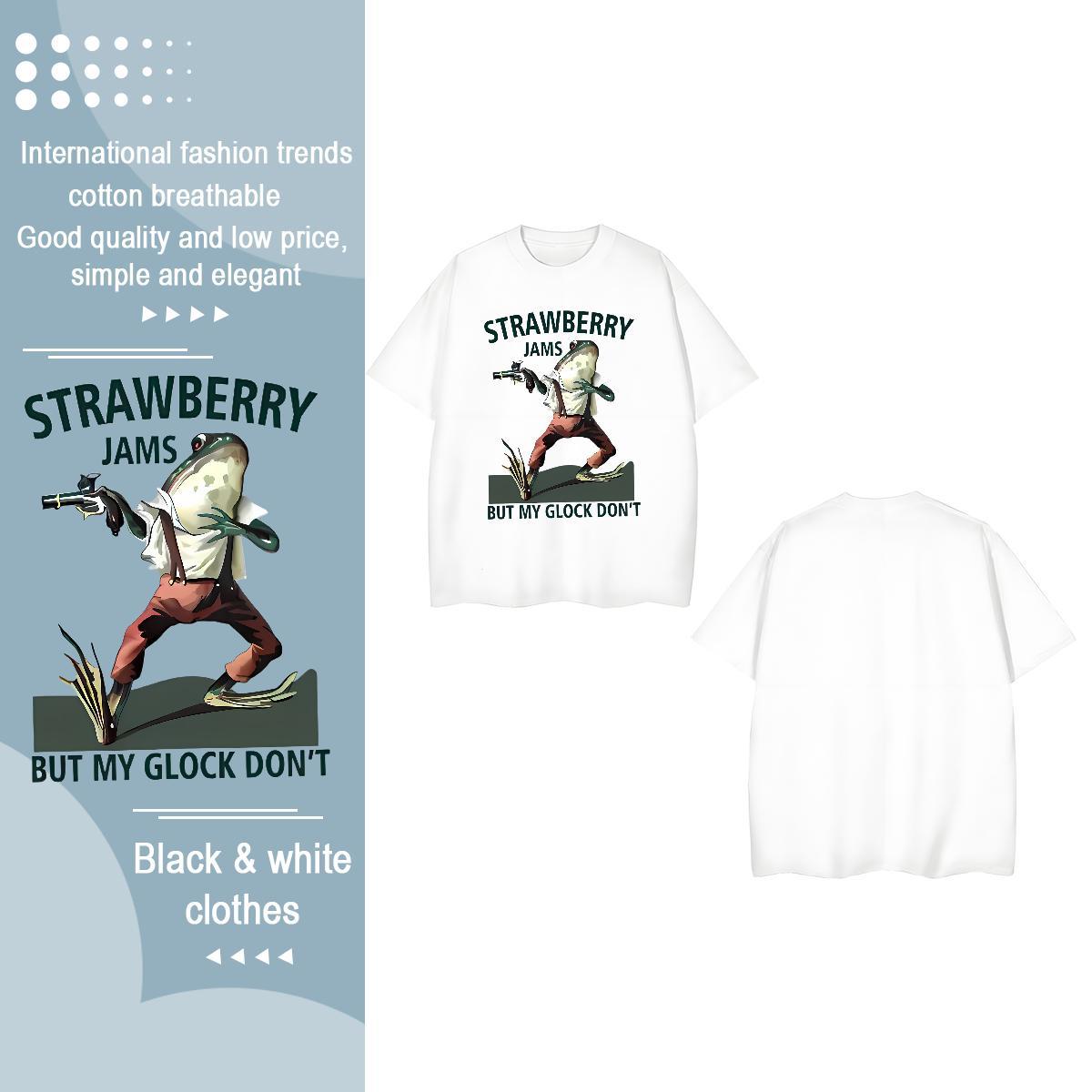 DIY T Shirts Women Breathable Crew Neck 230g Cotton Lady T shirt Cartoon Anime Frog Casual Daily Wear Loose fit Clothes Shirt