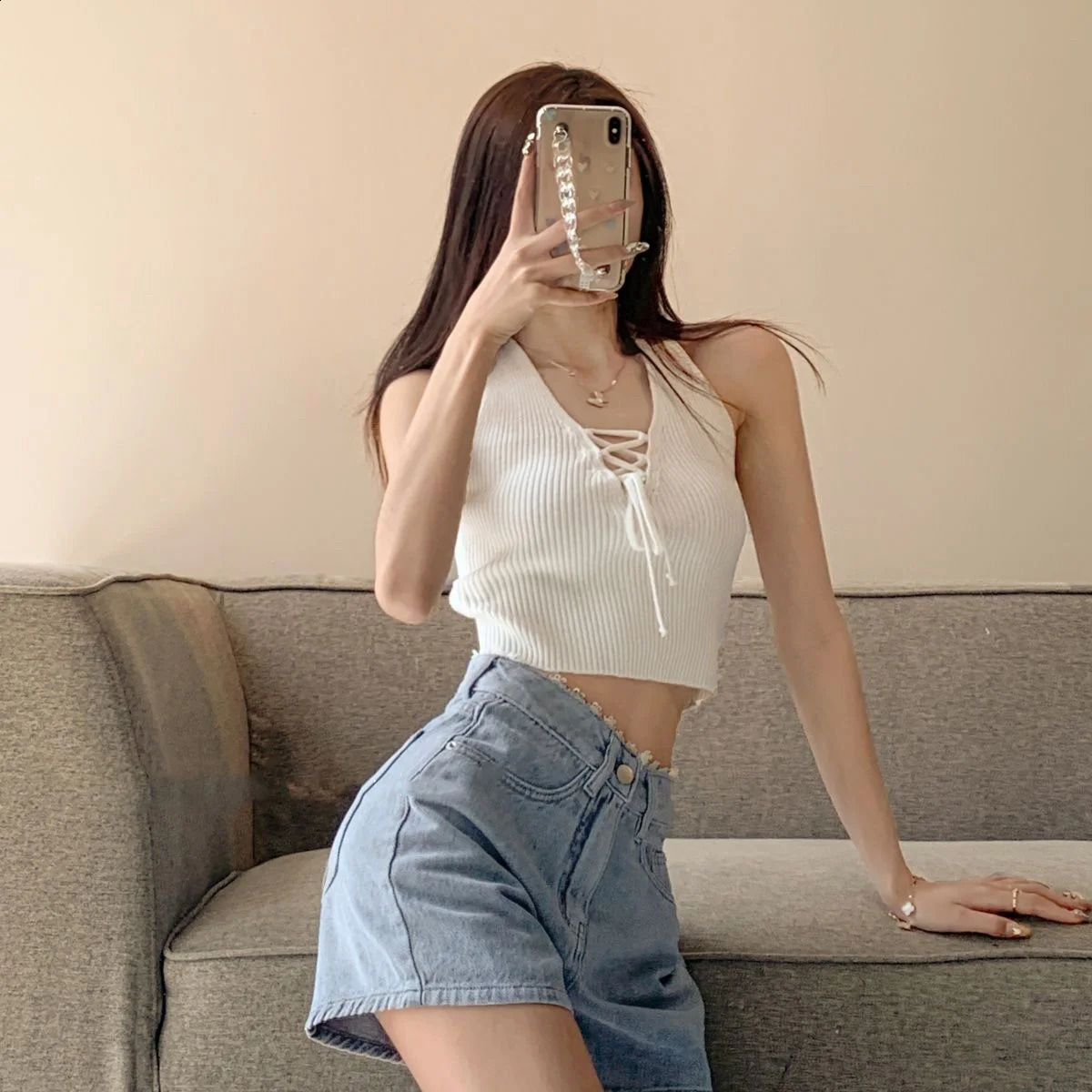 Shorts Women Denim Blue High Waist Summer Casual Bottoms Button Fly Loose Wide Leg Lace All-match Streetwear A-line Korean Chic 240821