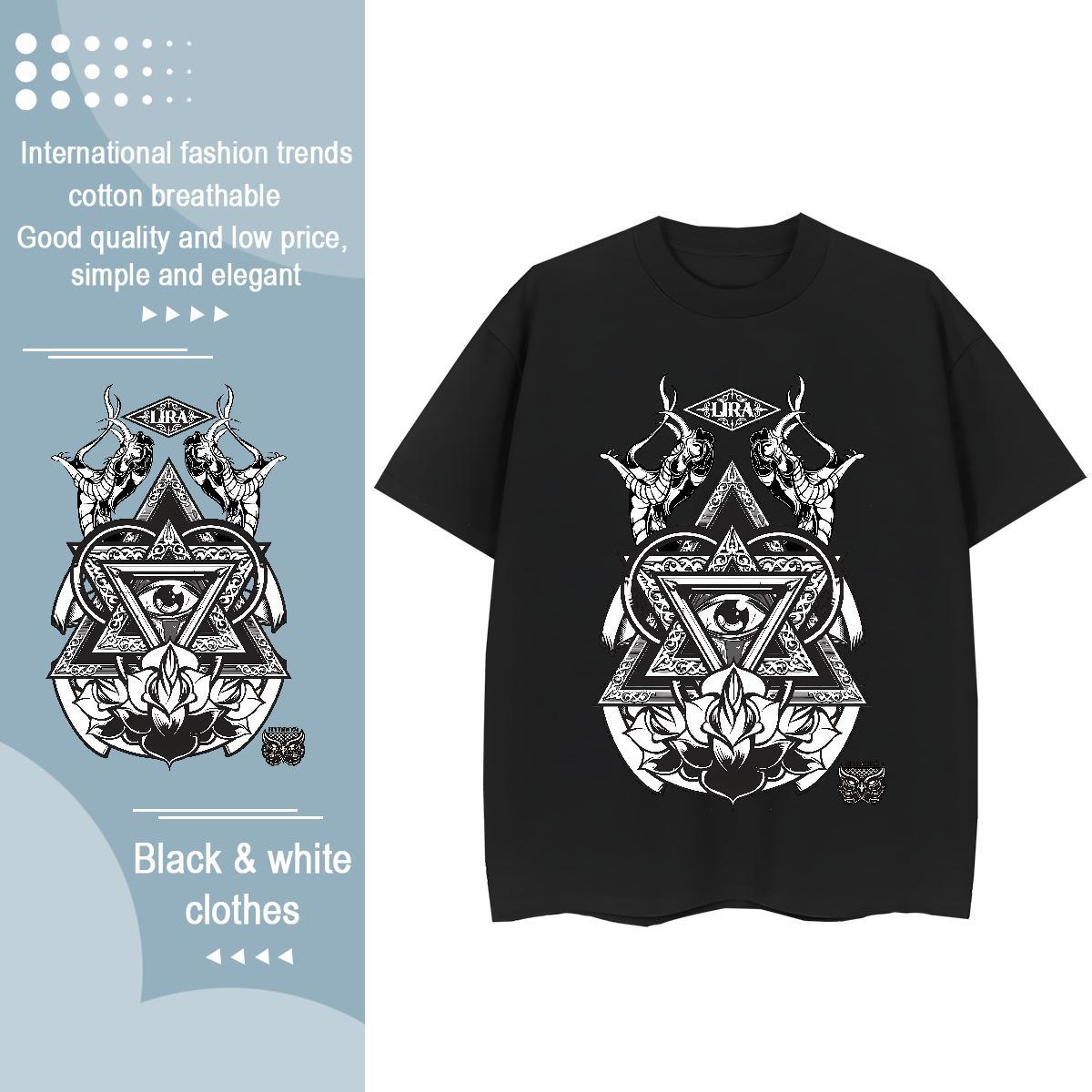 Fashion T-Shirts for Women 230g 100% Cotton Breathable Soft Spring Summer eye of the devil Lady T shirt Nice Skull Tee Shirt