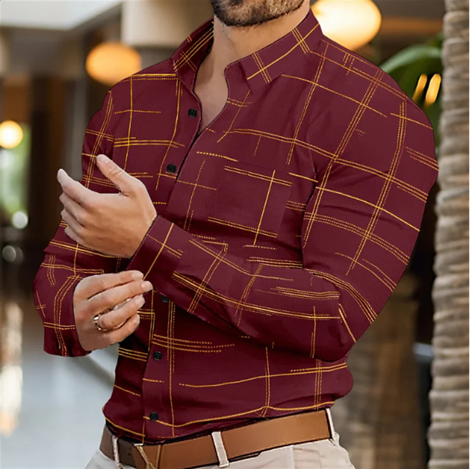 Mens high-quality cotton long sleeved shirt comfortable and breathable in summer classic solid color checkered business casua 240822