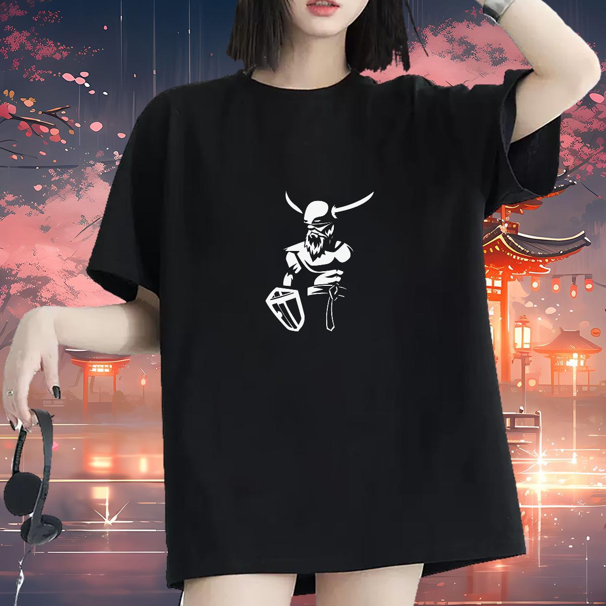 Female Womens Tshirts 100% Cotton 230g icon Street Casual T-Shirts Breathable Crew Neck Custom Cartoon Tees