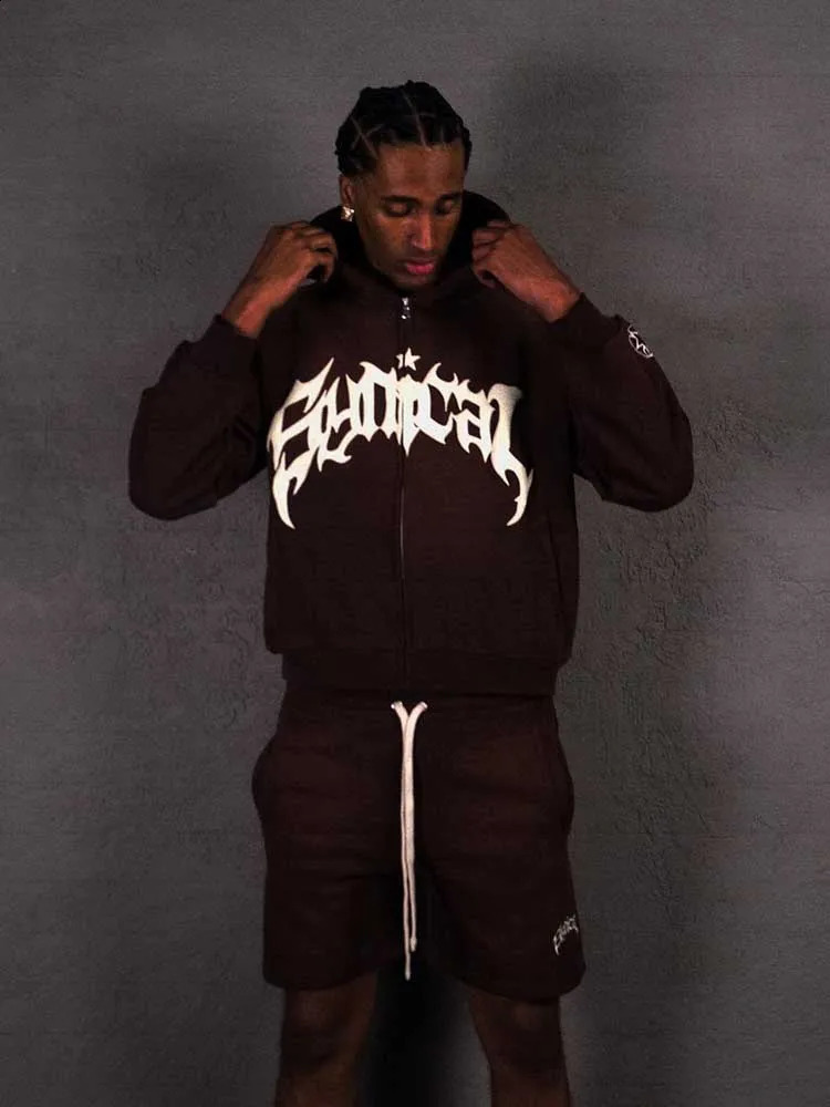 Big Promotion Y2K US AutumnWinter Mens Retro Zipper Sweater Gothic Letter Star Printed Hoodie Fashion Casual Pullover 240821