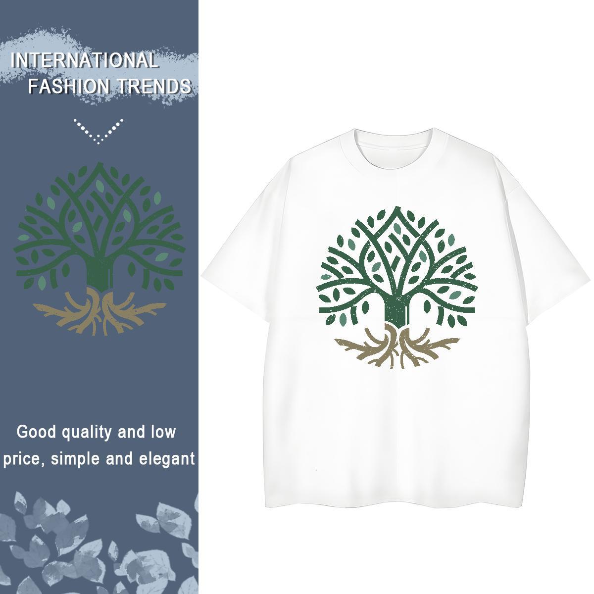 TOP Quality T Shirts Women Comfortable 230g Cotton Women Tees DIY Printed tree Sports Street Wear Loose Tee Shirt
