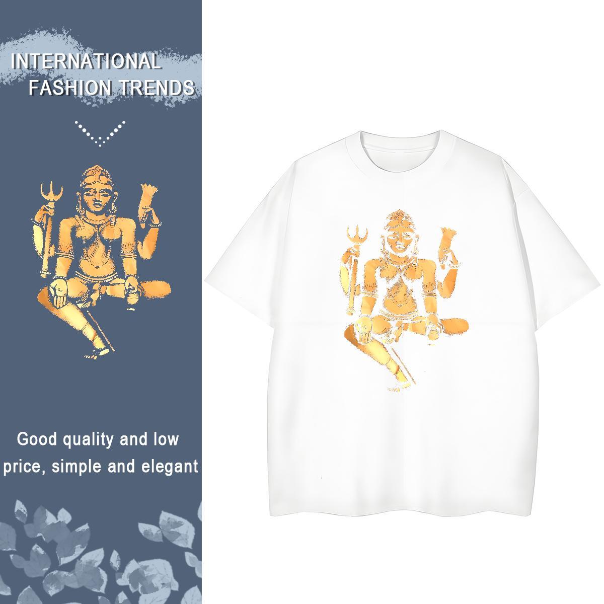 2024 DIY T shirt 230g Cotton Breathable Soft Home Outdoor character Couples T Shirts Brand Cartoon Floral Printing Clothings
