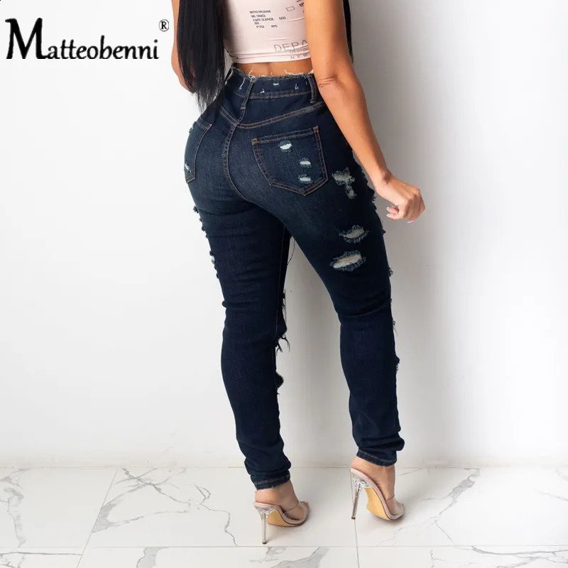 Autumn Fashion High Waist Jeans Female Ripped Jeans For Women Casual Denim Skinny Jeans Woman Pencil Pants 240821