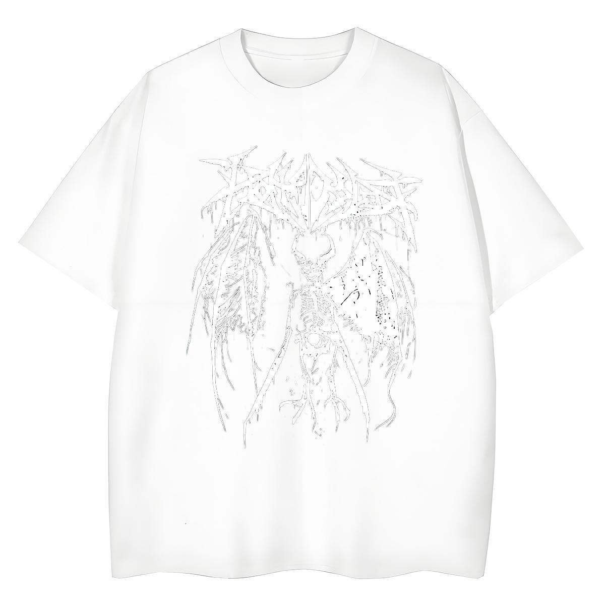 2024 Casual Women T Shirts 230g Cotton Short Sleeve O-Neck Daily Wear skull Women Tshirts Loose Customized Tees