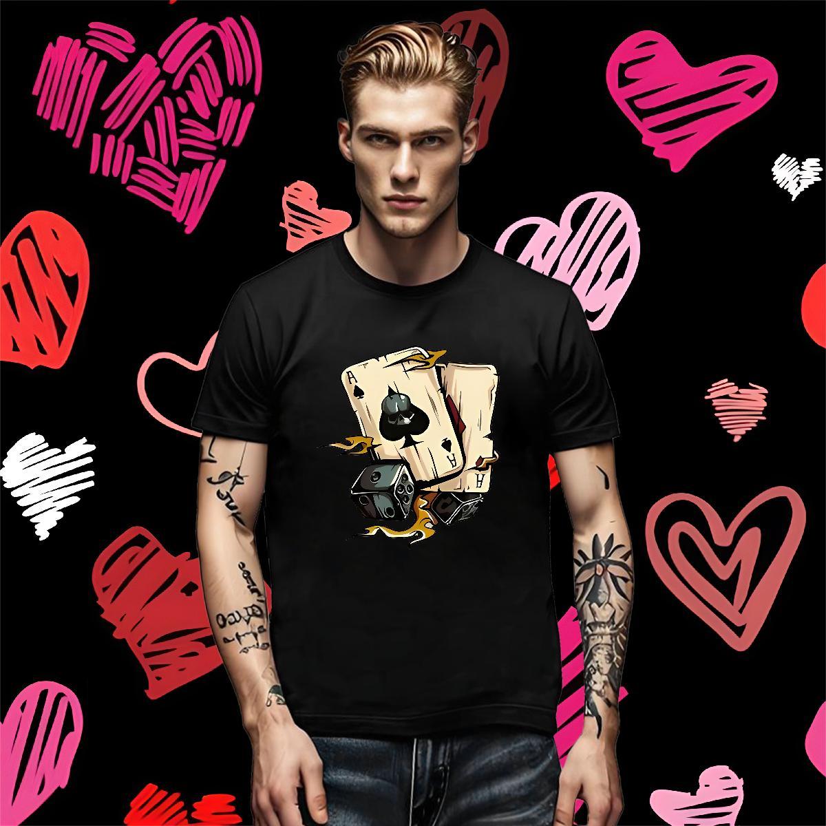 Free Shipping Men Tops Tees 230g Cotton Casual Daily Wear dice Round Neck Short Sleeve Men T Shirts Comfortable Custom Printing Tee Shirt