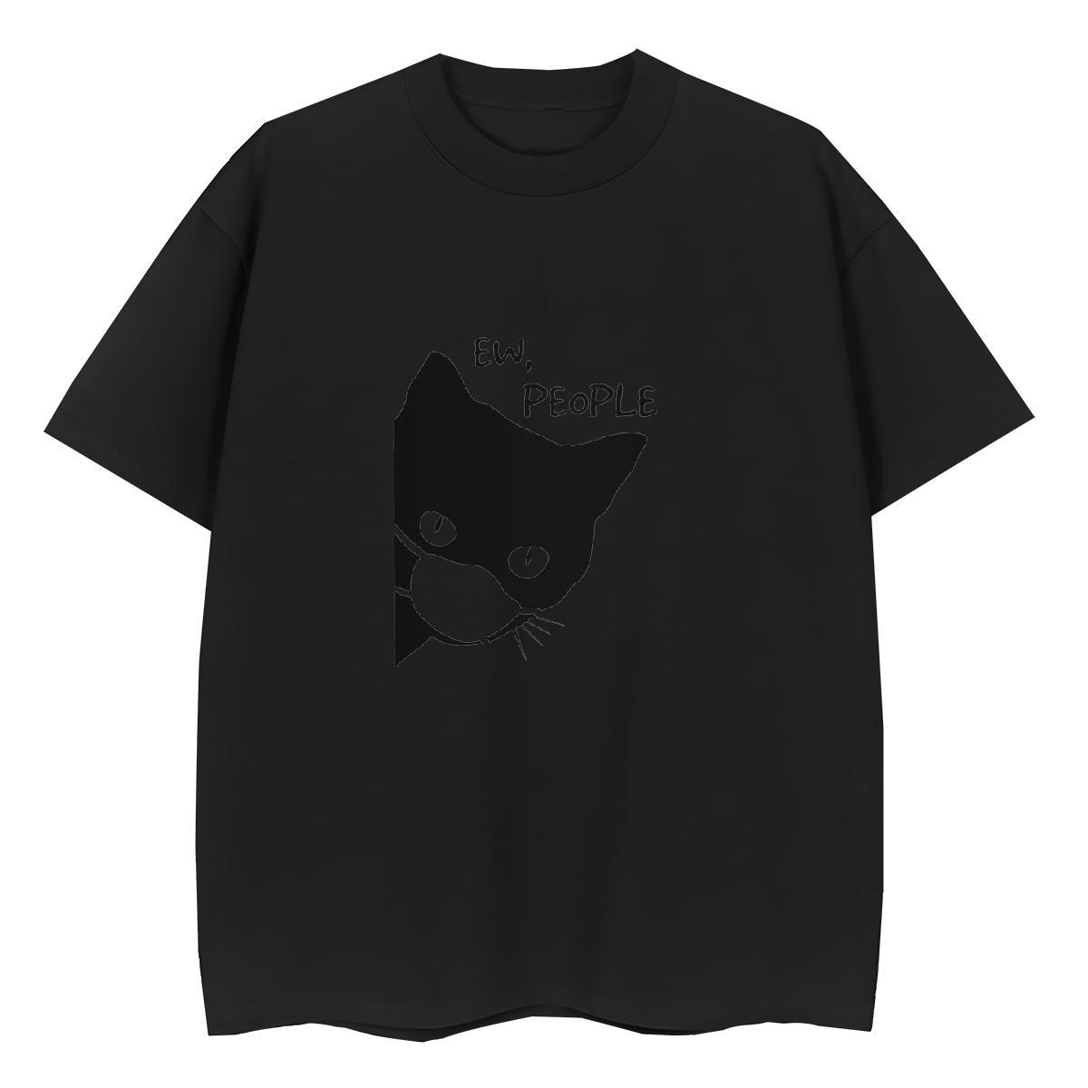 Fashion New T Shirts Women Breathable Crew Neck 230g Cotton Couples T Shirts Customized cat Hip Hop Lady Top Shirts