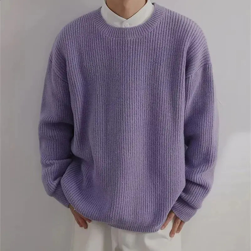 Black Icon Solid Color Casual Mens Sweater 240821