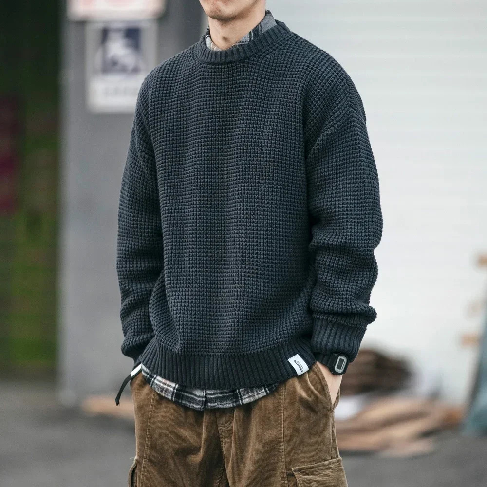 Harajuku Mens Winter Casual Suitable for Collar Sweaters Pullover Knitted Fashion Clothing 240821