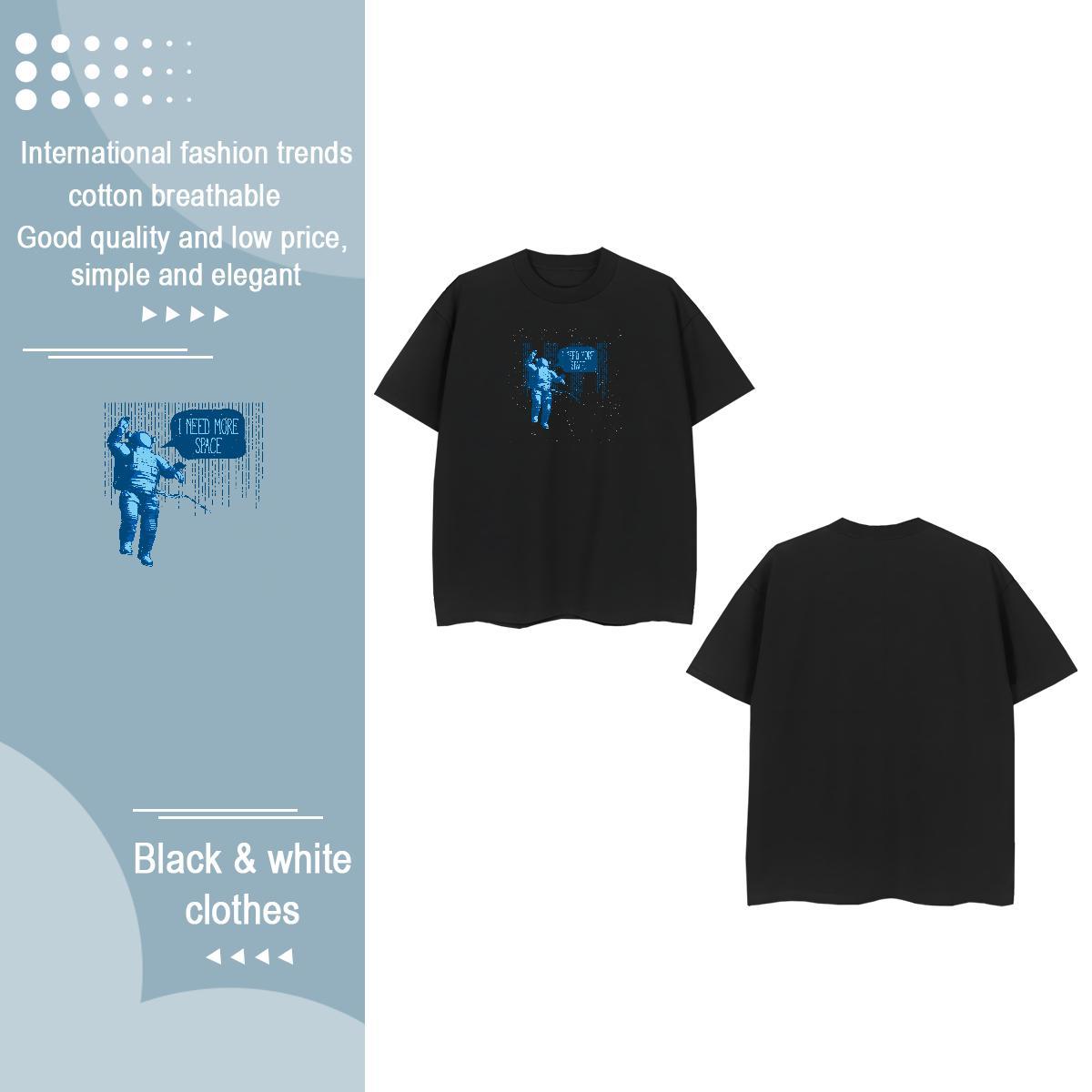 New Arrival Womens T Shirts Comfortable 100% Cotton 230g Unisex Tshirts Custom Print Oversized spaceman Street Casual Loose Tees Shirts