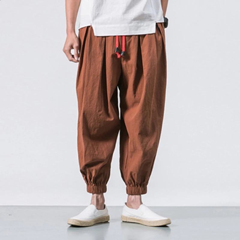 Mens Casual Harem Pants Hip Hop Elastic Waist Streetwear Joggers Bottoms Sweatpant Drawstring Baggy Wide Leg Trousers Daily Wear 240822