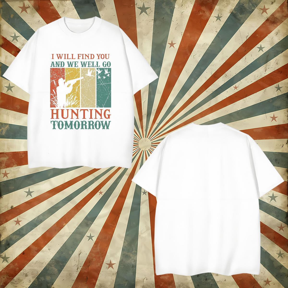 Cool hunting T Shirt For Man Hip Hop Mens Tshirts 230g 100% Cotton 2024 O-Neck Short Sleeve Anime Print Clothings