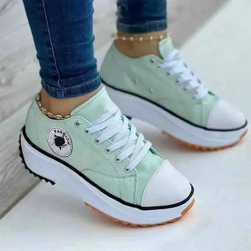 Casual Shoes Womens High-End Brand Sports Shoes Comfortable Breathable Ladies Canvas Shoes Casual Shoes Flat Lace Up for WomenL464