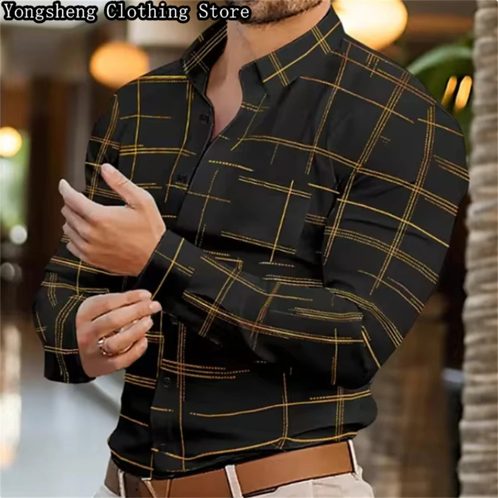 Mens long-sleeved ice silk printed shirt business splicing pattern fashion business casual clothing 240822