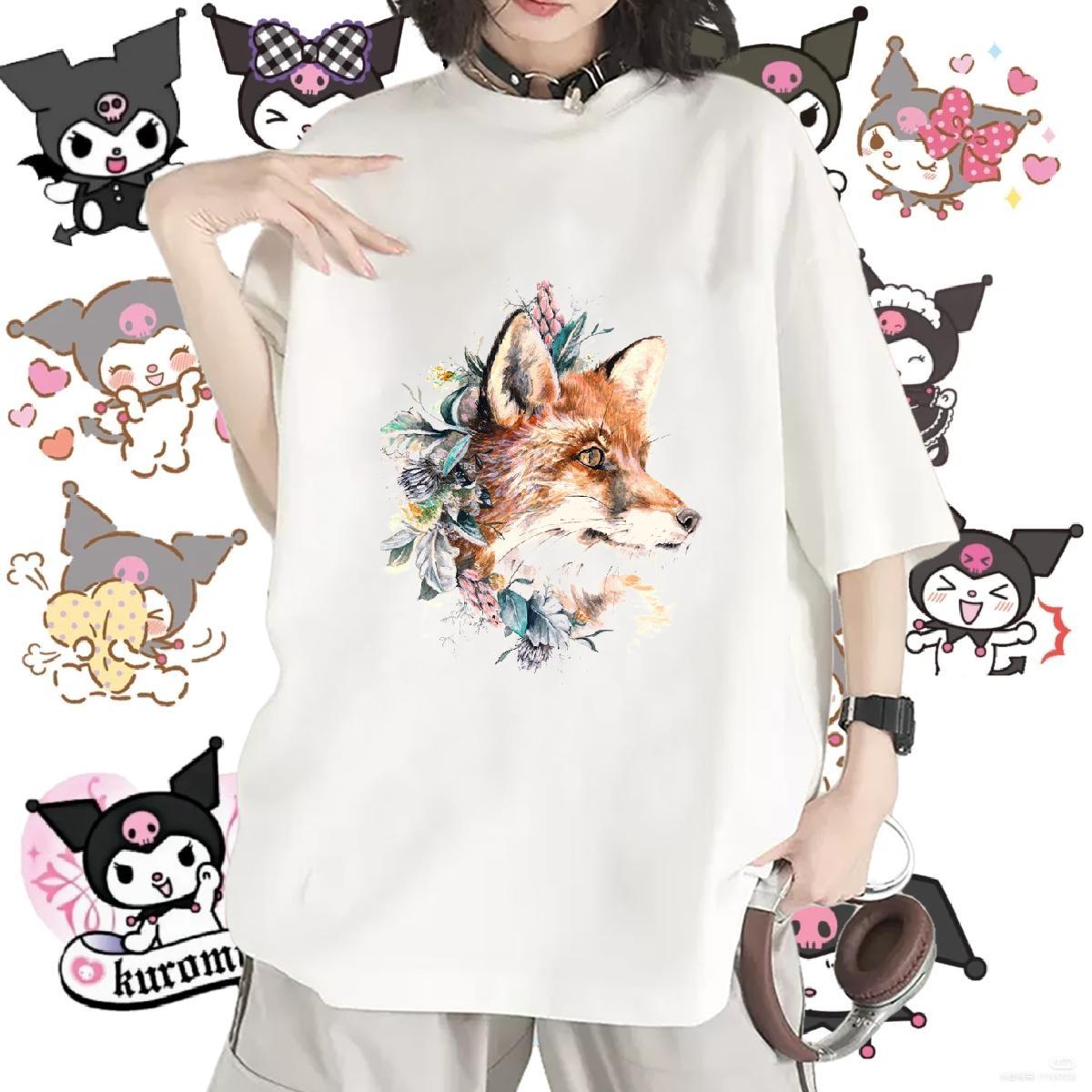 Designer Women T Shirts O Neck Short Sleeves 230g 100% Cotton Womens Tshirts Oversized fox High Street Hip Hop High quality Polos