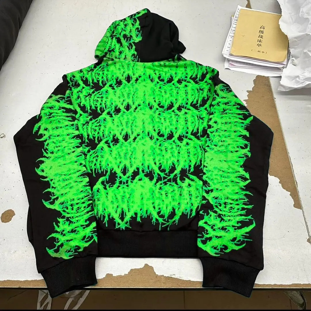 Large Graphic Color Print Zip Sweatshirt Hoodie Fashionable Street Sweatshirt Jacket Harajuku Style Hip Hop Y2k Sweatshirt 240822