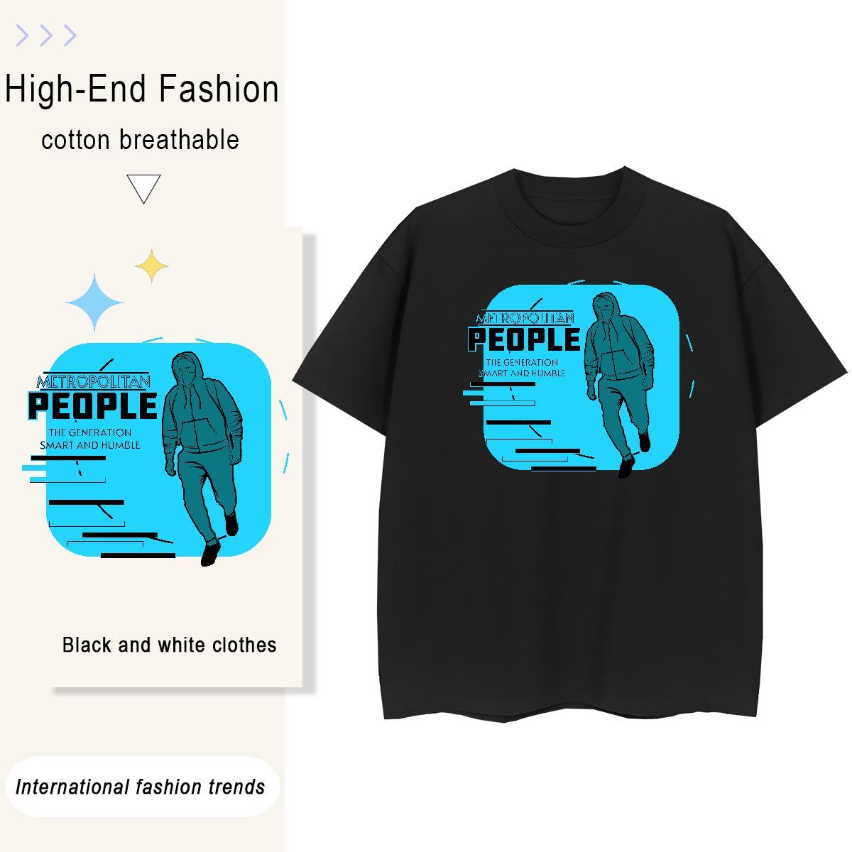 Comfortable Tshirt for Man Woman 230g Cotton painting Casual Women T Shirts Short sleeve Soft Black Oversized Clothes