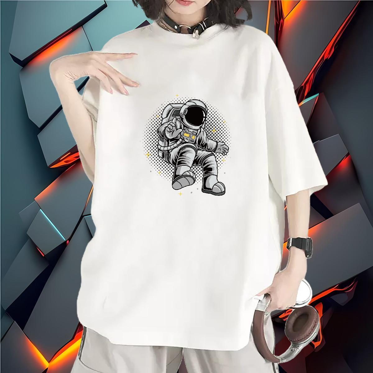 Loose Unisex Tshirts 230g 100% Cotton universe Casual Beach Woman T Shirts Crew Neck Custom Print Plus Size Tees Shirts