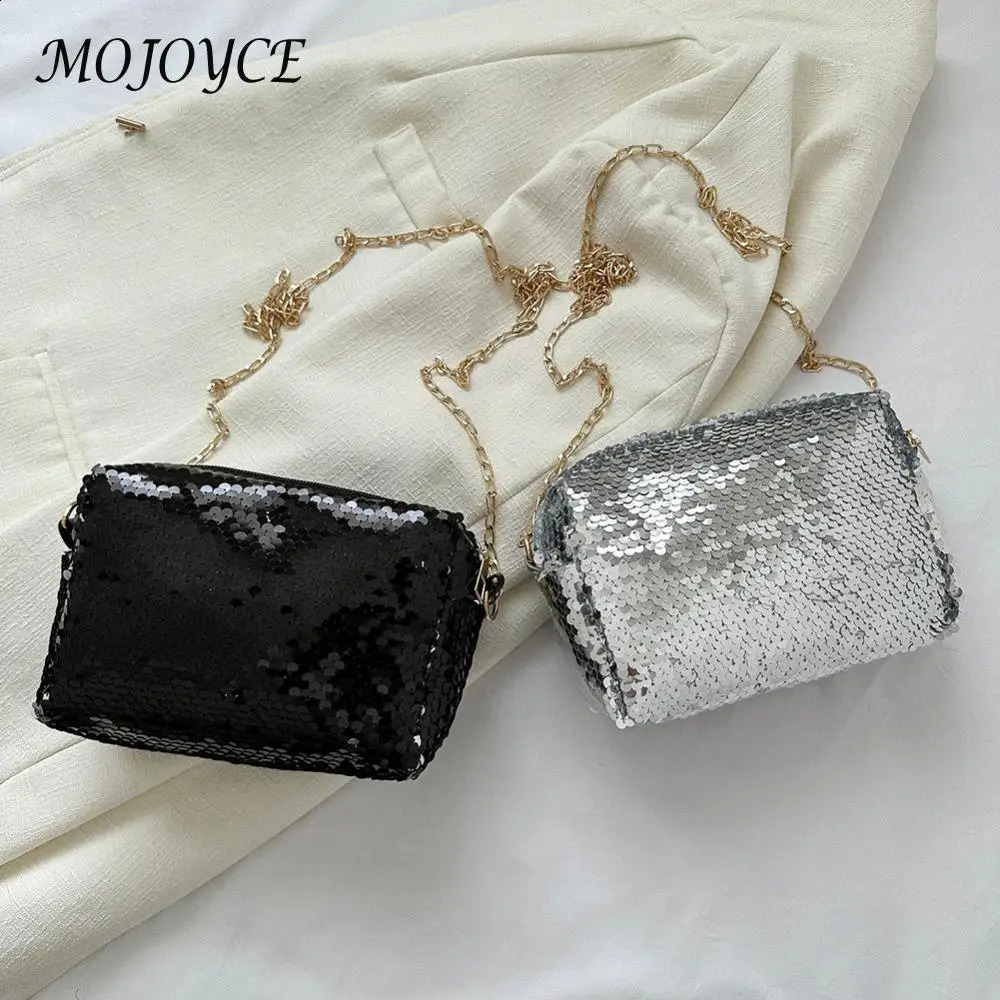 Crossbody Handbags Shining Sequin Large Capacity Pillow Bag Women Durable Scratch Resistant with Zipper Shopping Trip 240821