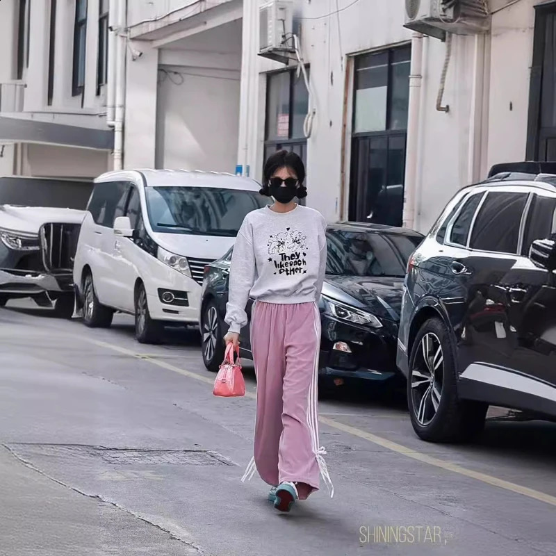 Bow Tie n Women Pant Y2k American Casual Straight Wide Leg Sweatpants Korea Harajuku Vintage Loose Trousers Spring Autumn 240821