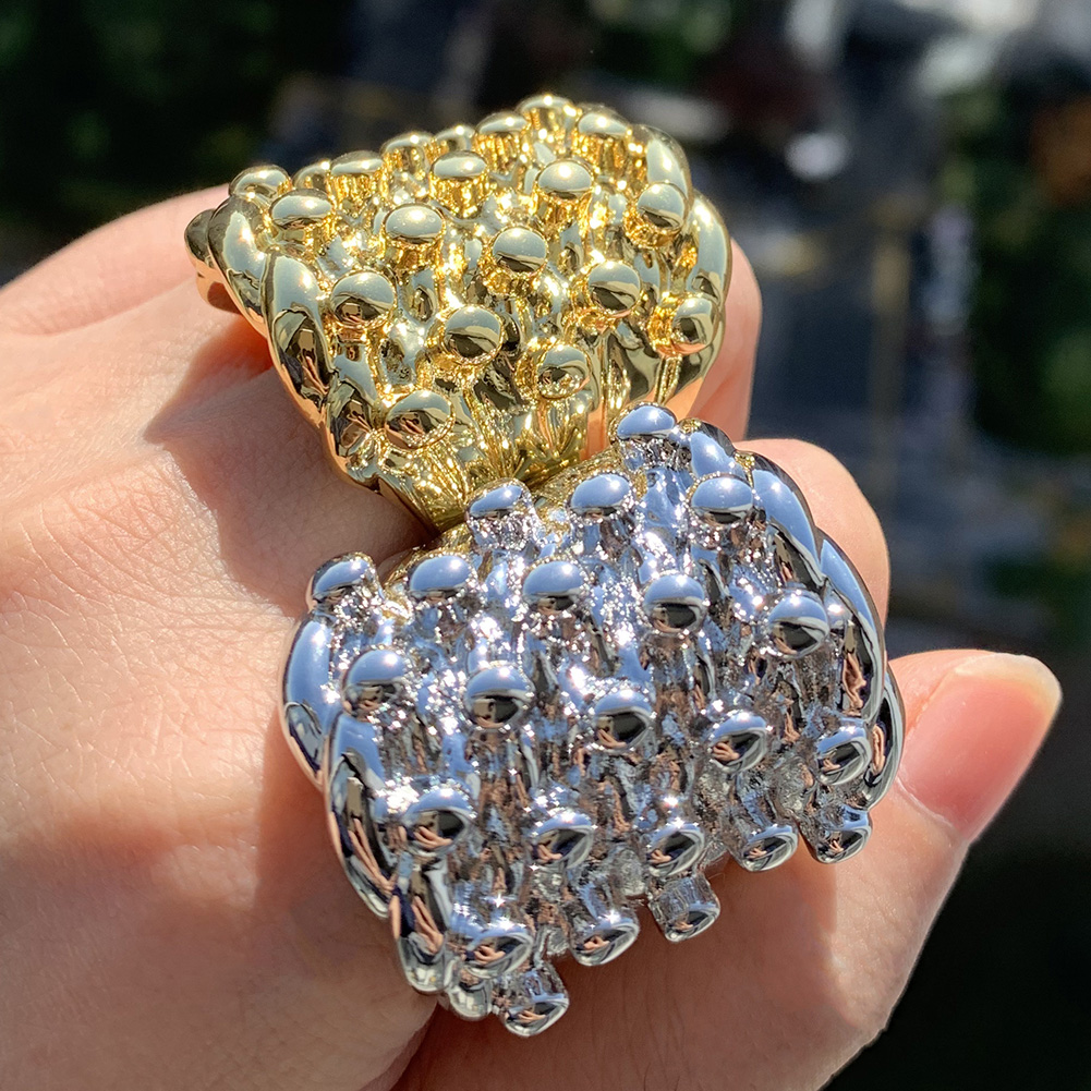 Hip Hop Casting Lava Rings 18K Real Gold Plated Men Rap Jewelry