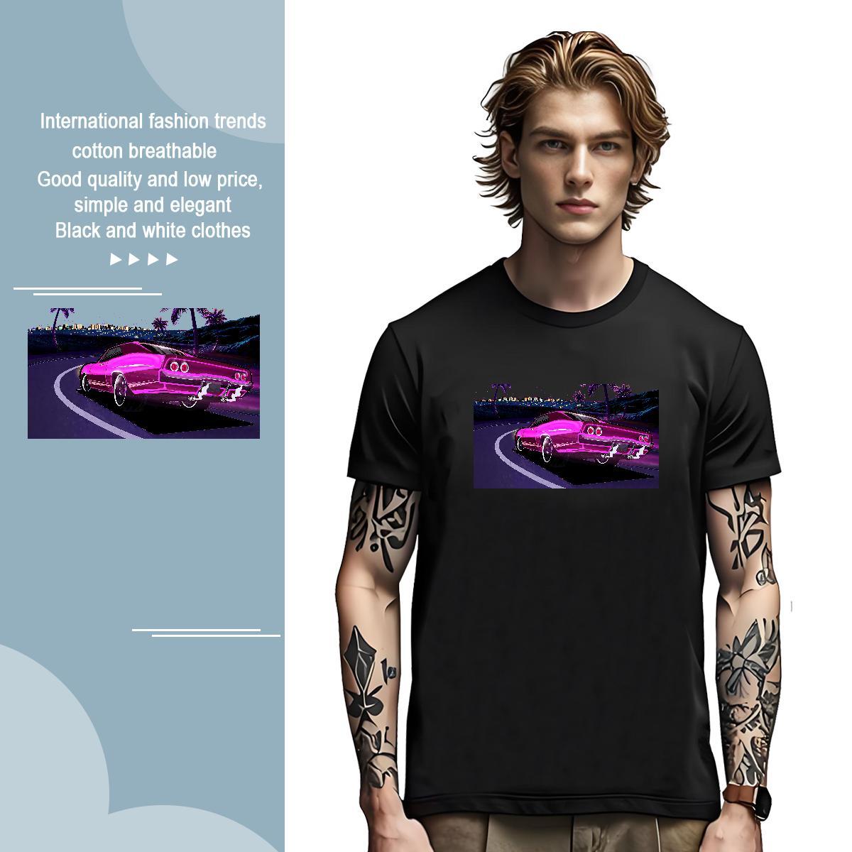 Comfortable car T Shirts Men Casual Daily Wear Men Tees 230g Cotton Fashion Designer Short Sleeve Soft Plus Size Custom Tees Shirts