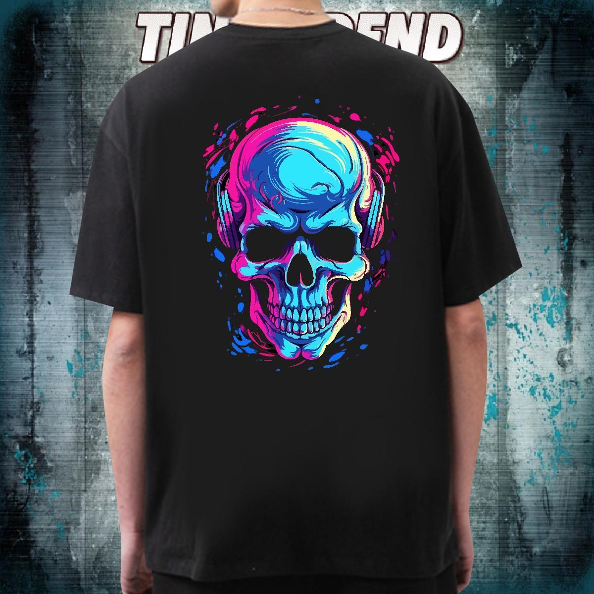 Wholesale T shirt 230g Cotton skull Summer Casual Black Oversized Crew Neck Mens Tshirts New Polos