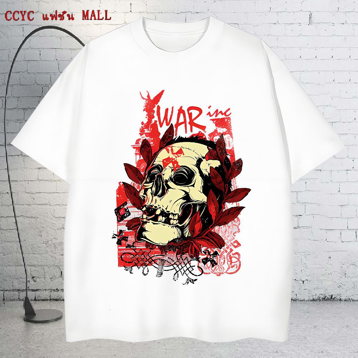 2024 New Men Tops Tees 230g Cotton Casual Daily Wear skull Short Sleeve O-Neck T Shirts Men High Quality DIY Clothes