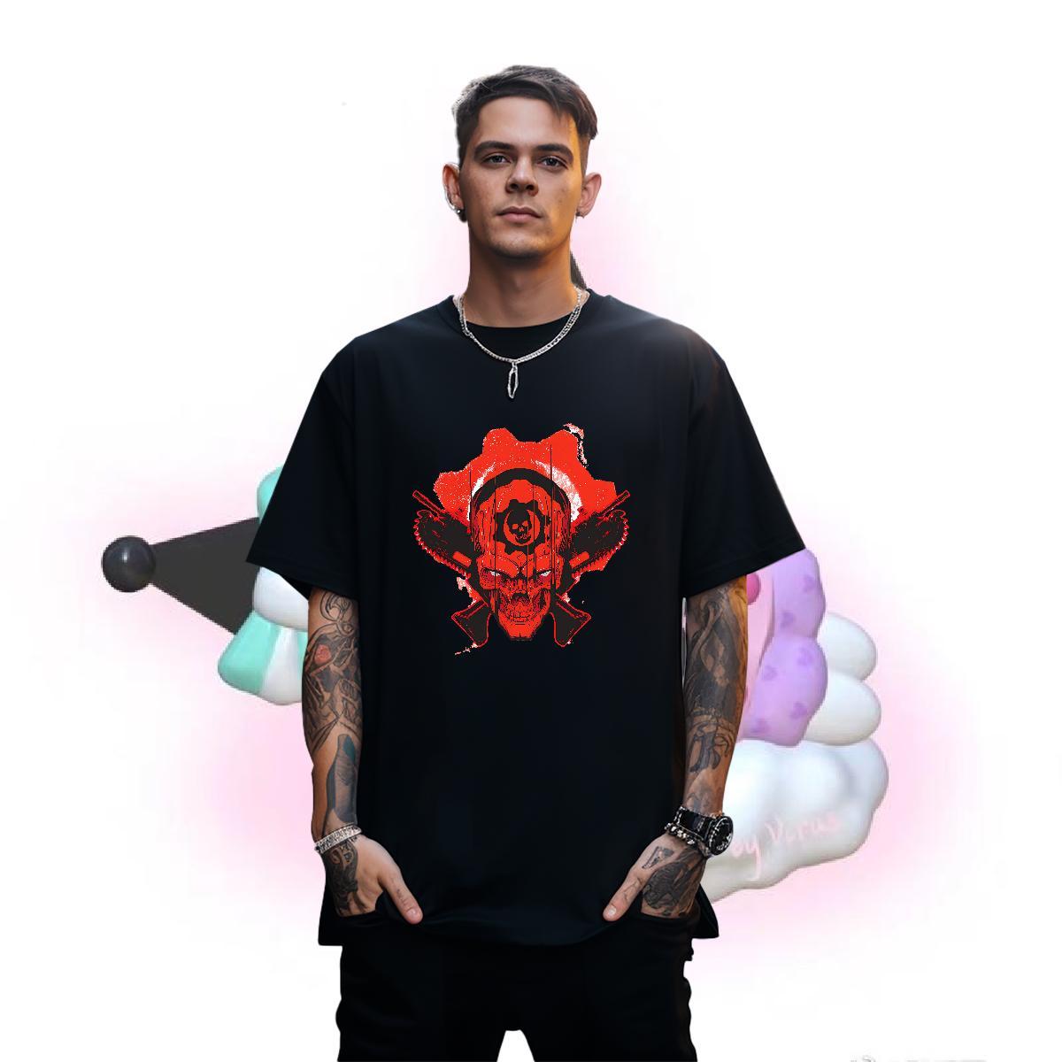Wholesale skull Men Tees 230g 100% Cotton T Shirt For Man Oversized 4XL Street Wear Breathable Short Sleeve Loose Tee Shirt