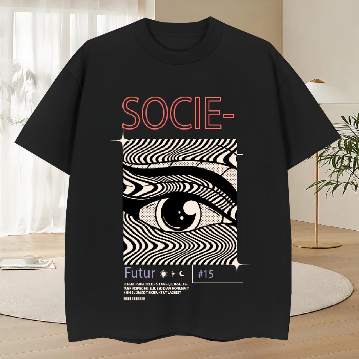 Popular Couples T Shirts Anime Printing Street 100% Cotton 230g Custom Big Size Short Sleeve Soft eyes T Shirts Men Fashion Designer Tees Shirts