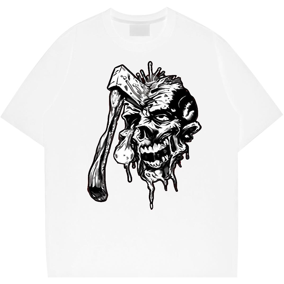 New Arrival Sport Men Clothes T-Shirt axe O Neck Short Sleeves 230g 100% Cotton Man T Shirts Loose Fit Custom Print Oversized Clothings