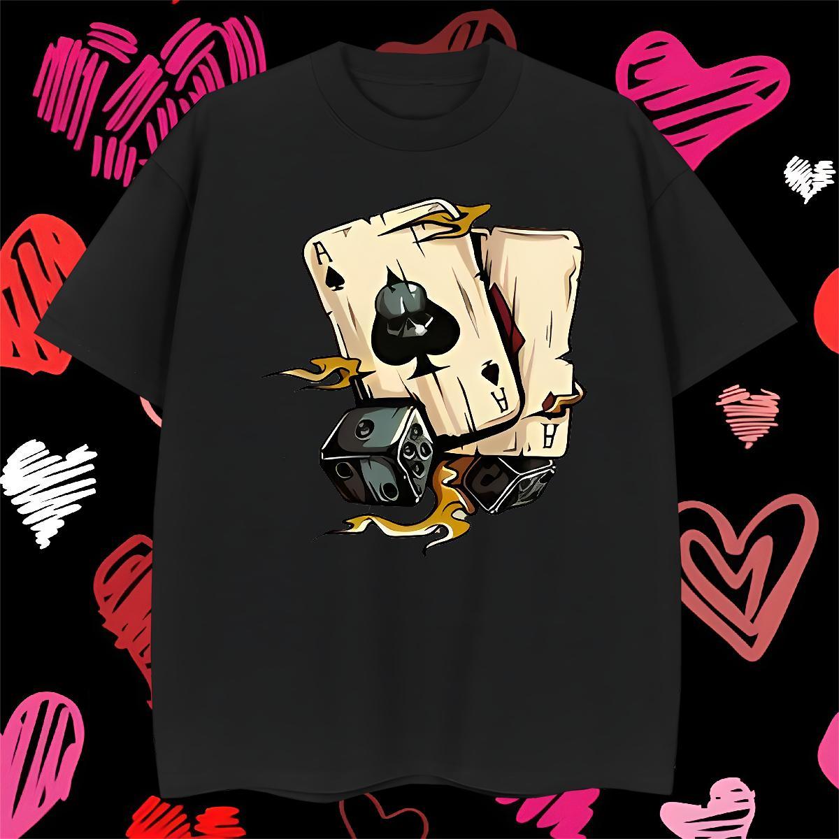 Free Shipping Men Tops Tees 230g Cotton Casual Daily Wear dice Round Neck Short Sleeve Men T Shirts Comfortable Custom Printing Tee Shirt