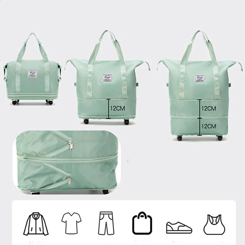 Universal wheel travel bag with double-layer dry wet separation fitness yoga shoulder bag 240821