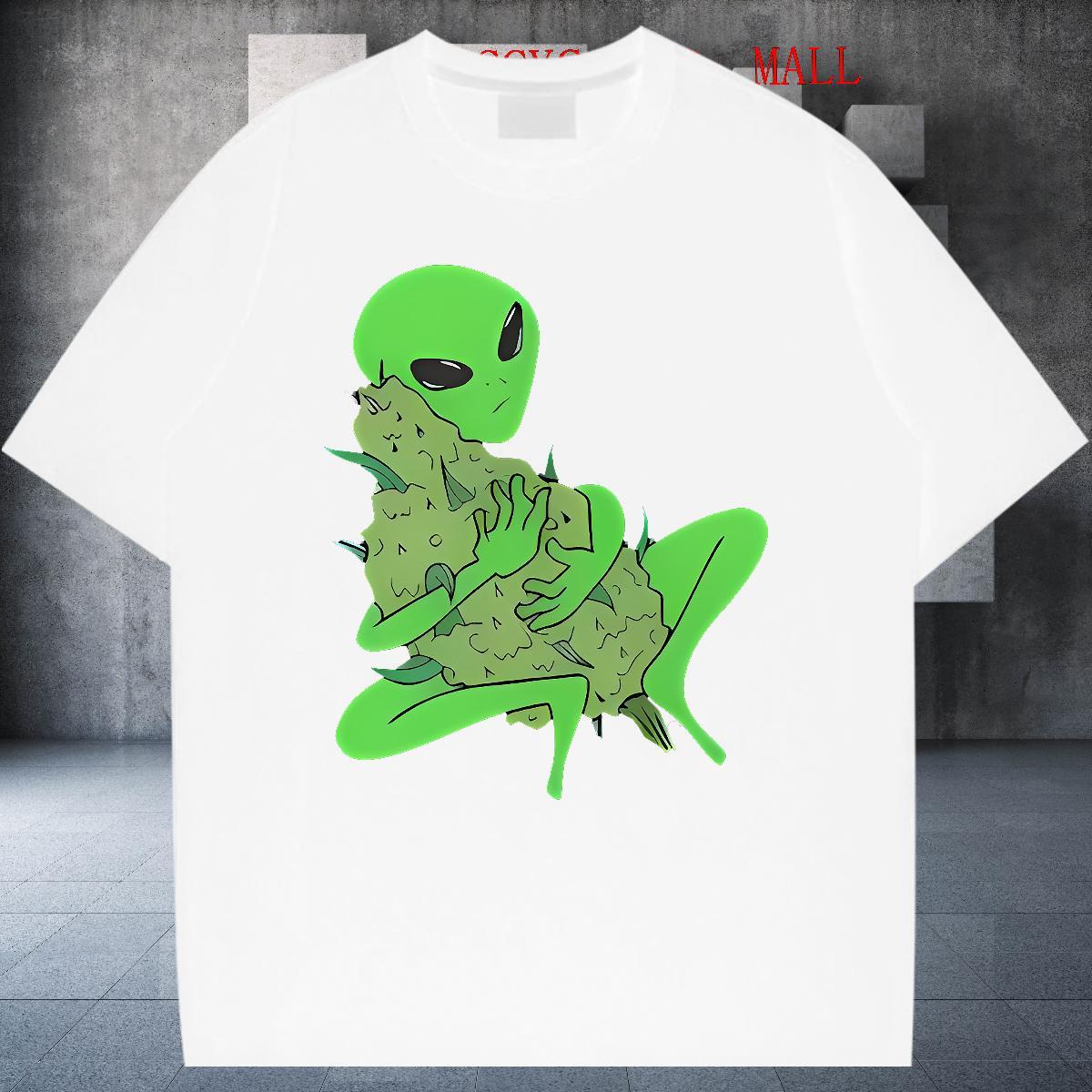 Loose Men Clothes T-Shirt Street wear Hip Hop 230g 100% Cotton Custom Printing Short Sleeve O-Neck extra-terrestrial Man T Shirts Stylist Tops