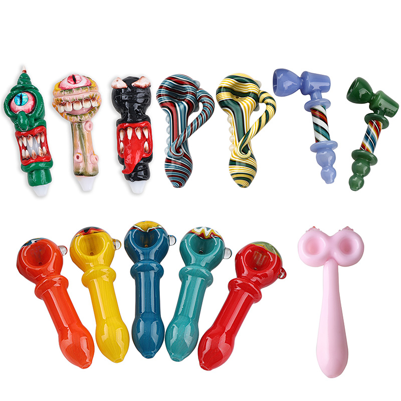 Beracky High-quality Colorful Glass Hand Pipes handcrafted Wigwag Glass spoon Pipes