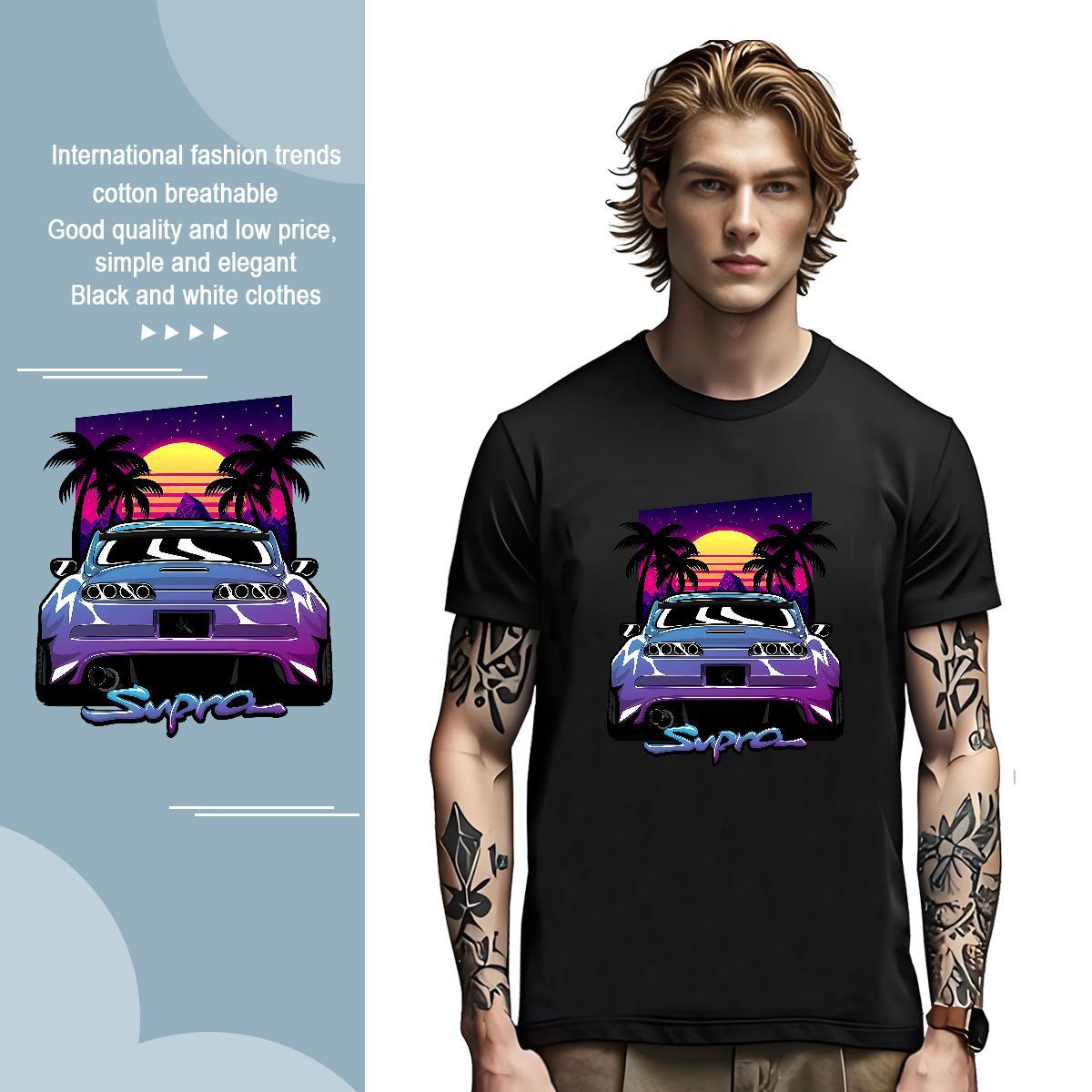 Wholesale car Man T Shirts Beach Men Clothes T-Shirt 230g 100% Cotton Factory Direct Pure Cotton Graphic Tees Shirts