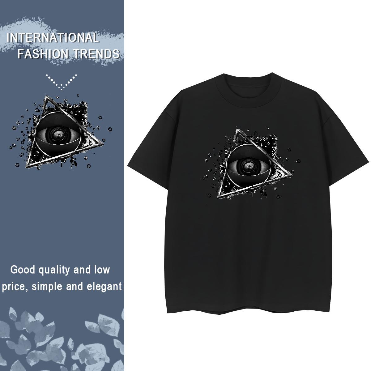 2024 Women T Shirts 230g 100% Cotton Breathable Spring Summer eye of the devil Couples T Shirts Loose fit Custom Print Oversized Tees Shirts