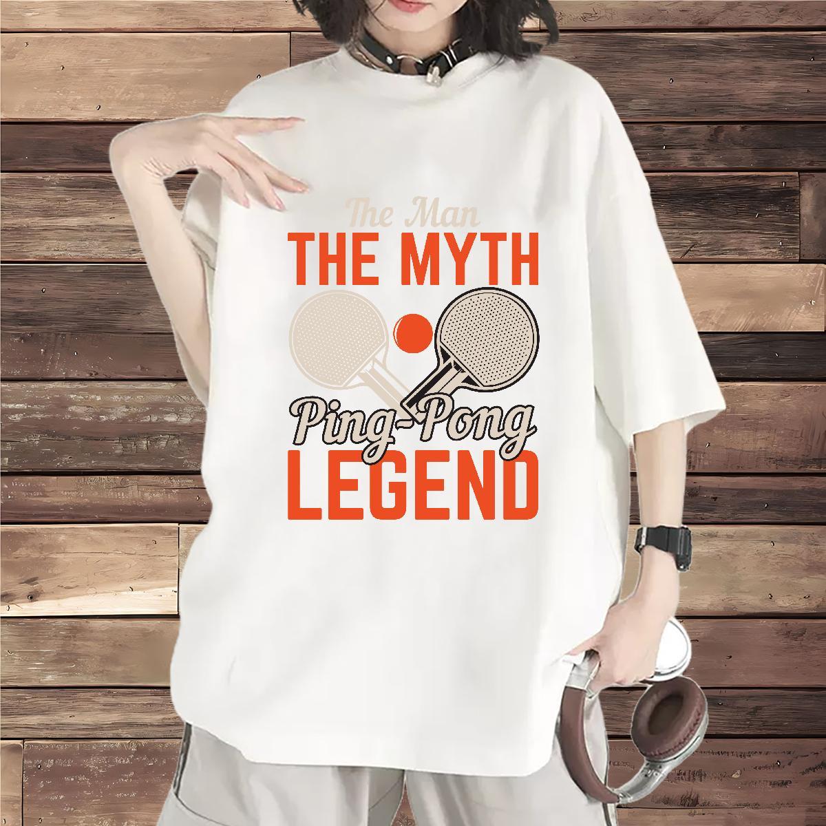 Brand Lady T shirt 230g 100% Cotton PING PONG Street Casual T Shirts Women Breathable Short Sleeve Custom Printing Clothes