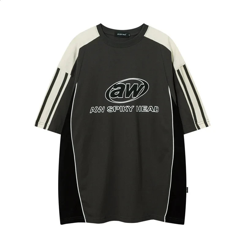 Harajuku mens street clothing letter graphic Acubi Y2k Korean Egirl short sleeved Tshirt Grunge aesthetic oversized top Alt 240822
