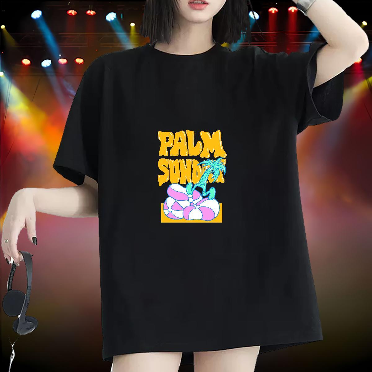 Comfortable Women Tees 230g Pure Cotton letter Casual Daily Wear Womens T Shirts O Neck Short Sleeves Cartoon Printing L-4XL Clothings
