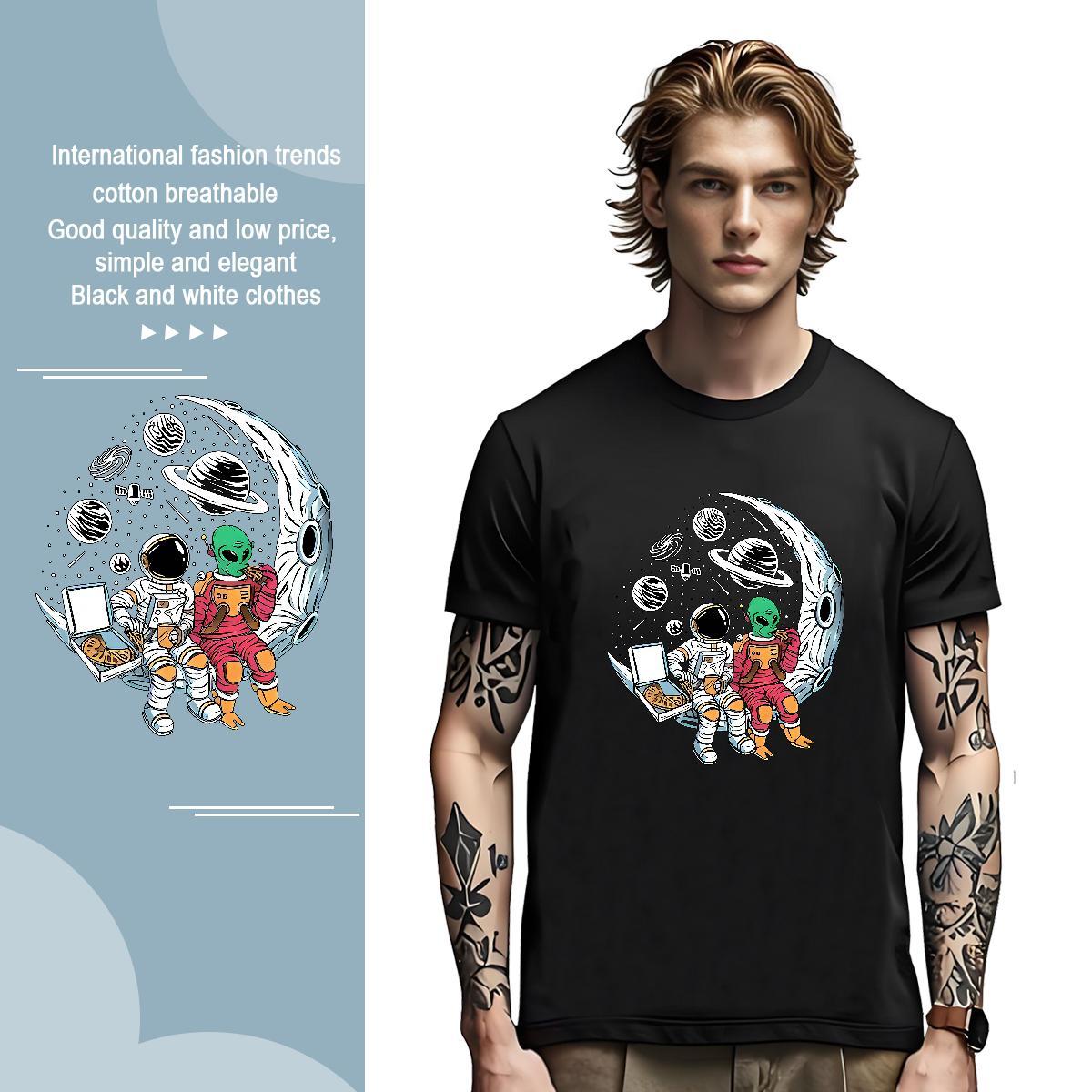 Classic star Men Tshirts 230g Pure Cotton T Shirt For Man Custom Print Oversized High Street Hip Hop Crew Neck Breathable Popular Tees Shirts