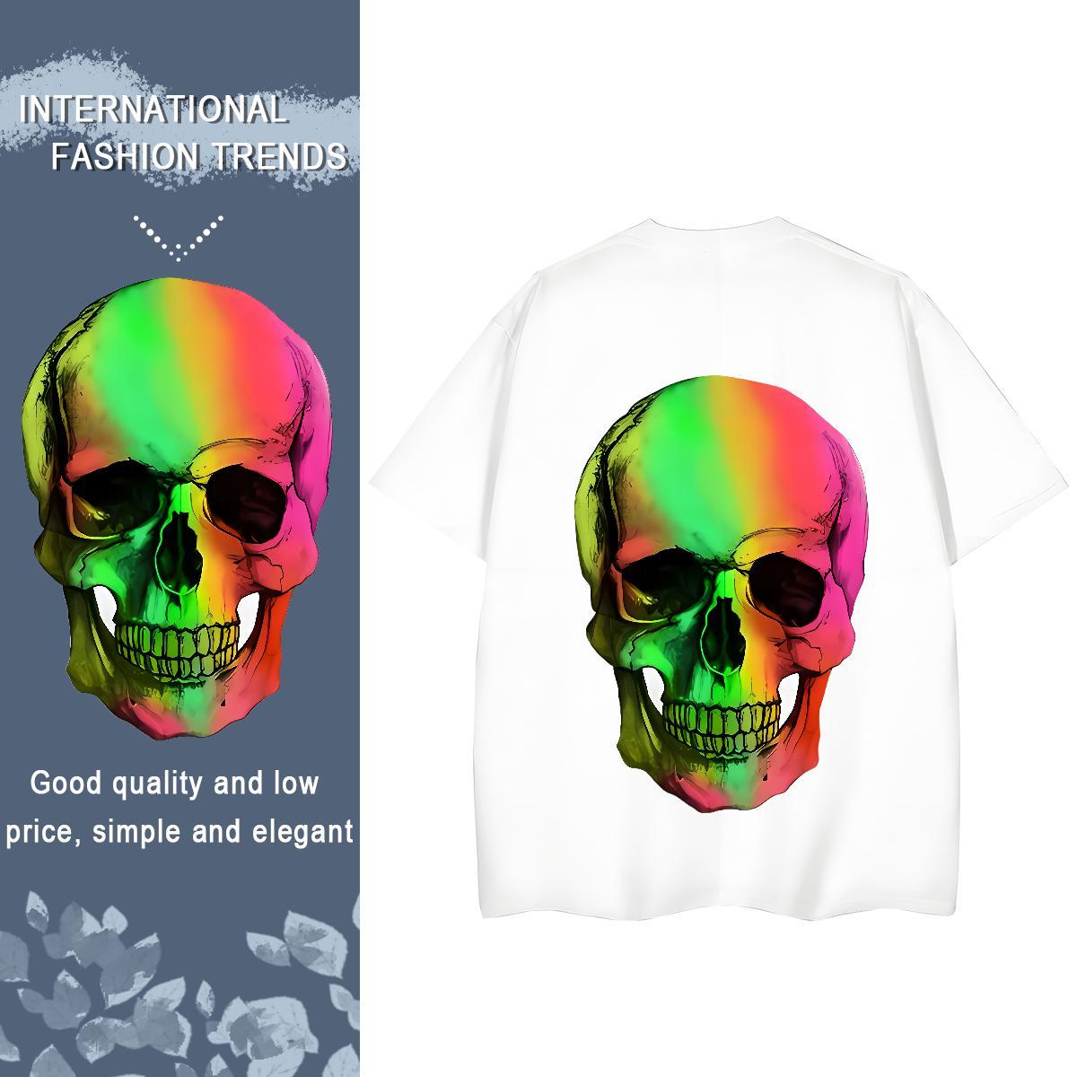 Fashion Casual Woman T Shirts 230g 100% Cotton Round Neck Short Sleeve Casual Daily Wear halloween Womens Tshirts Soft DIY Anime Printed Tops