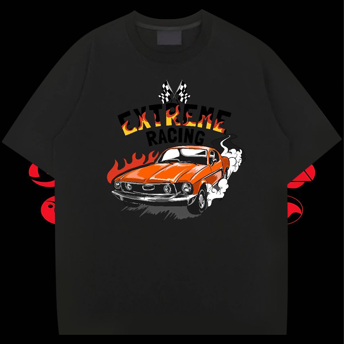 Cool Mens Tshirts High Street Hip Hop 230g 100% Cotton Oversized 3XL 4XL Breathable car T-Shirts Fashion Design Tee Shirt